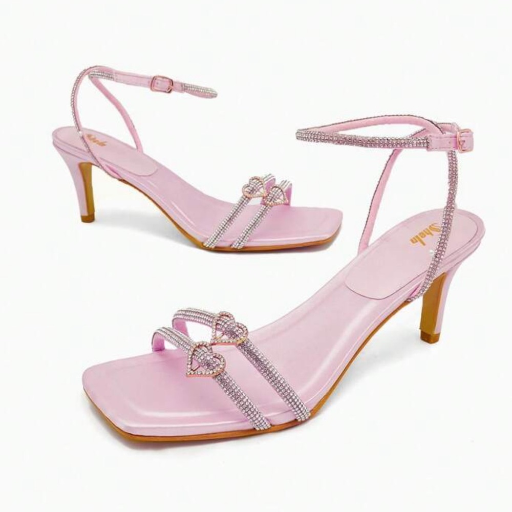 MOD Women Rhinestone Decor Stiletto Heeled Ankle Glamorous Party Heeled Sandals